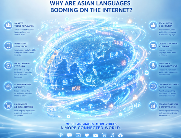 Vì sao các ngôn ngữ châu Á đang bùng nổ trên internet?