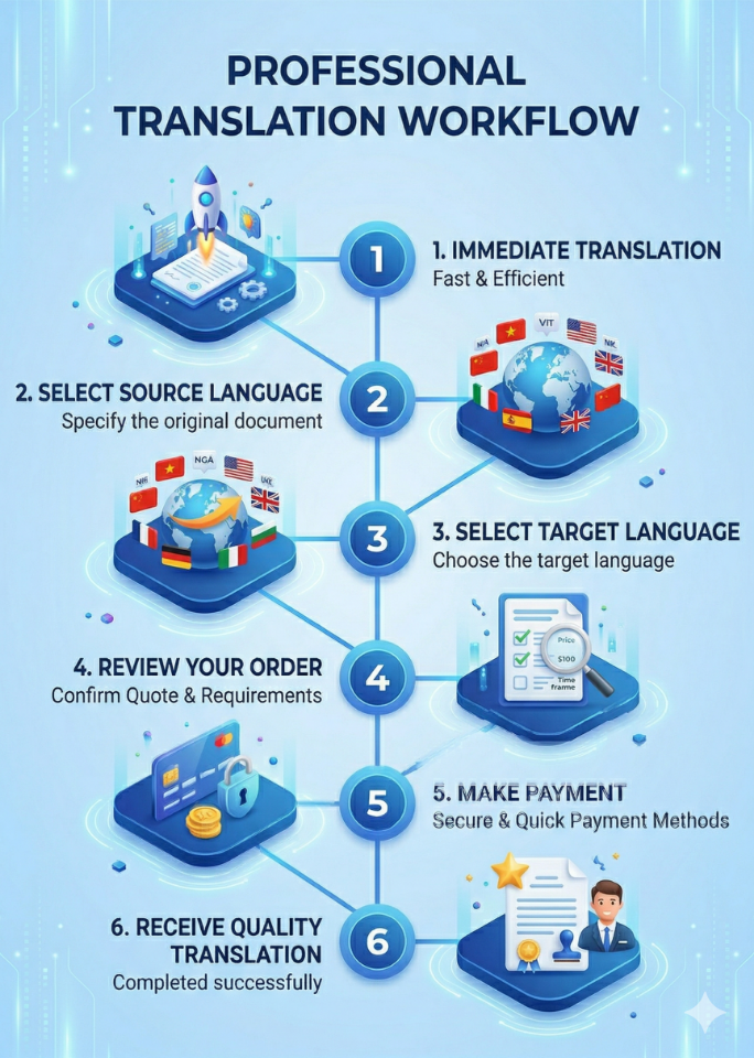 Dịch thuật Mokrica với các bước